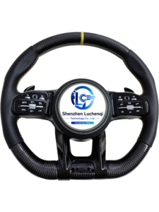 Volante de Fibra de Carbono Real Estilo OEM con Empuñadura Forrada en Cuero Compatible con <span class=keywords><strong>Mercedes</strong></span> AMG C <span class=keywords><strong>E</strong></span> G CLA CLS, Instalación sin Cortes - Product Image 2