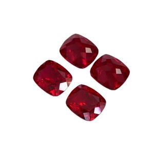 Cadermay Jewelry Pigeon Blood Red Synthetic Corundum Rectangle Loose Stone For Jewelry Making - Product Image 3