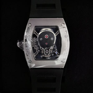 Reloj Unisex de Lujo con Esfera de Cristal de Zafiro Azul, Cabeza de Calavera de Aleación, 41 mm, Movimiento Citizen, Correa de Cuero, Cierre Oculto, Esfera con Indicadores - Product Image 5