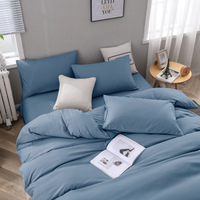 Parure de lit en coton tissé couleur unie 4 pièces : Housse de couette, drap plat, drap-housse, taie d'oreiller – Linge de lit nordique minimaliste en gros