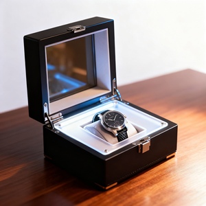 Tùy Chỉnh Handmade Sang Trọng Duy Nhất Hộp Đồng Hồ Bao Bì Bằng Gỗ Thủ Công Hình Chữ Nhật Lót Nhung Acrylic LED Tùy Chỉnh Để Chấp Nhận - Product Image 2