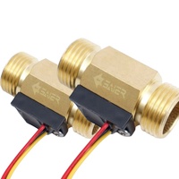 Capteurs de débit en laiton à turbine G 1/2\", DC 3-24 V, interrupteur de débit à impulsions, capteur de débit d'eau à effet Hall pour chauffe-eau solaire