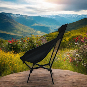 كرسي للتخييم قابل للطي عالي الجودة بظهر عالٍ وإطار على شكل حرف X من سبائك الألومنيوم للاستخدام الخارجي - Product Image 3