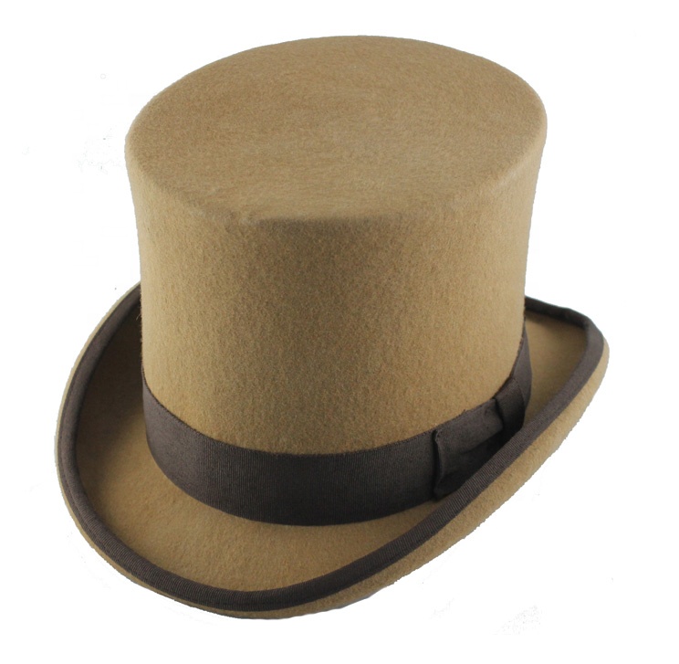 Men's vintage 100% wool felt brown high hat