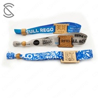 Bracelet en polyester tissé RPET écologique avec logo personnalisé, réutilisable, RFID NFC NTAG213, contrôle d'accès, carte de visite