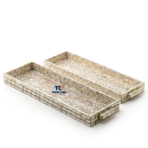 Factory Price Mother of Pear MOP Set 2 Trays Capiz Shell Inlay <b>Luxury</b> Product Sea Shell Hot Selling Cake Stand <b>Chocolate</b> Stand - Product Image 1