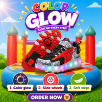 Chaussures à roulettes à double usage pour la marche et le patinage, semelle lumineuse LED colorée, roues en PU rétractables et cachées pour les activités de plein air
