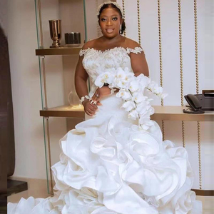 ON459 donne africane sirena abiti <span class=keywords><strong>da</strong></span> sposa con spalle gonfie strascico strascico africano abito <span class=keywords><strong>da</strong></span> sposa <span class=keywords><strong>taglie</strong></span> <span class=keywords><strong>forti</strong></span> - Product Image 2