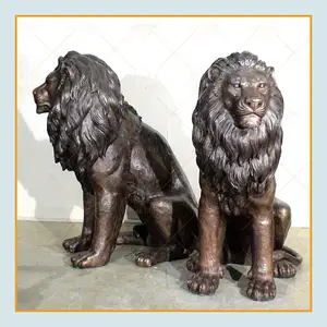 Заводская изготовленная на заказ уличная декоративная Античная латунная Сидящая статуя льва