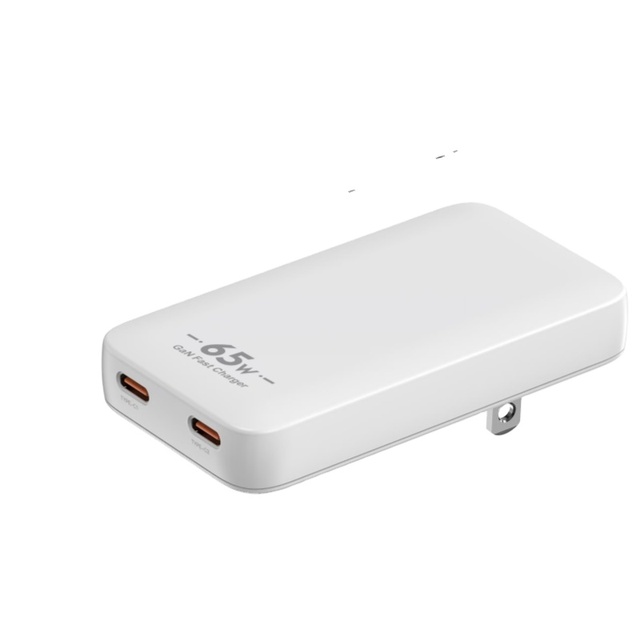 PD65W GaN USB-C Ultra-thin Wall Charger Dual Port Adapter With Convertible Multinational Plug EU US UK AU