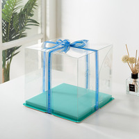 Emballage de boîte à gâteau transparente de 8 pouces en plastique de boulangerie avec logo personnalisé Boîte à gâteau transparente avec couvercle transparent Boîte de présentation d'anniversaire