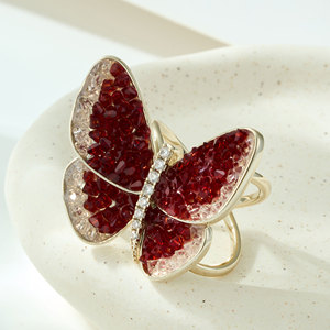 My Muyu <b>Red</b> Crystal Butterfly <b>Scarf</b> Buckle Wing Shape Fashion Trend Insect Design K00084 - Product Image 1