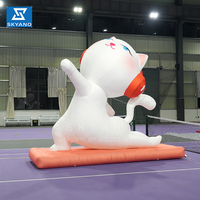Chat de dessin animé gonflable pratiquant le yoga Gonflable 3D Dessin animé Poupée Publicité sculpture