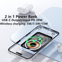 Nouvelles banques d'alimentation en alliage d'aluminium de haute qualité batterie de secours magnétique Powerbank 5000mAh chargeur de téléphone sans fil magnétique