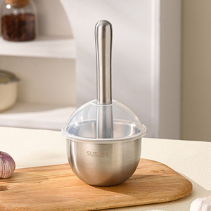304 Stainless Steel Multifunctional Garlic Masher, Household Manual Pestle & Mortar for Grinding Mashing with Lid - Product Image 2