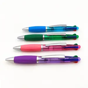 4 في 1 4 اللون قلم حبر جاف متعدد الألوان شعار الترويجية 4C الكرة القلم مع كليب معدني