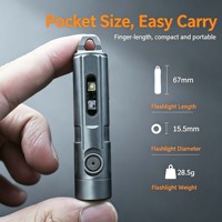 Senter Mini EDC Ultra-tipis Berbahan Titanium Alloy Isi Ulang Kelas Atas dengan Lampu LED Tiga Warna dan Gantungan Kunci