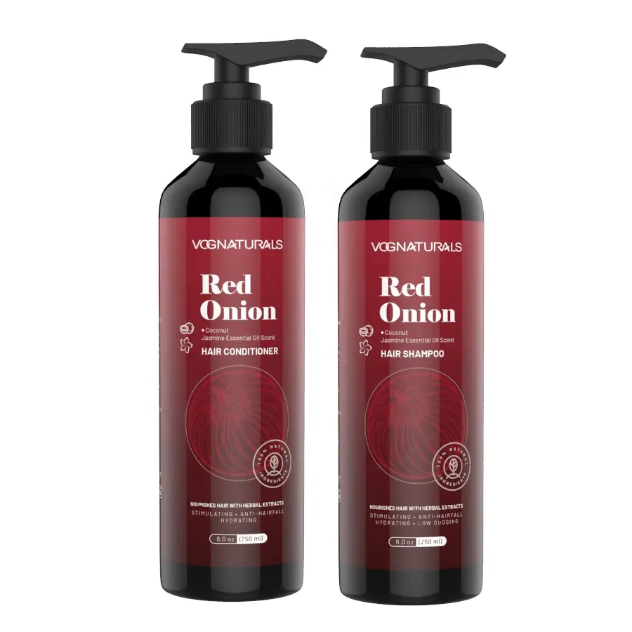 Private Label Anti Haarausfall Anti Schuppen und Öl kontrolle Kräuter rote Zwiebel Haar Shampoo und Conditioner Set
