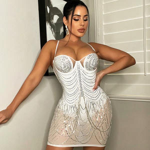 Nuovo Abito da <span class=keywords><strong>Donna</strong></span> Aderente da Party e Club in Rete con Brillanti e Spalline Sottili per <span class=keywords><strong>Compleanno</strong></span> - Product Image 4