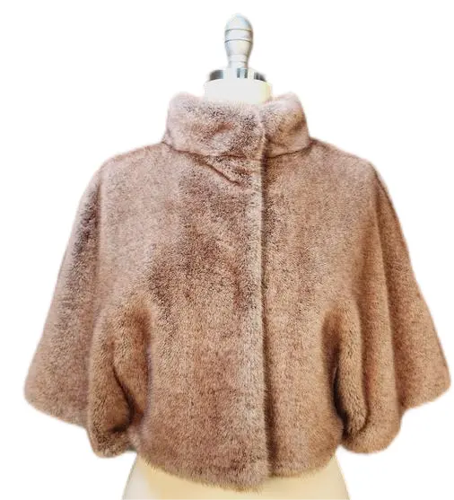 Nova Chegada Mink Fur Coats Poncho De Pele Elegante Poncho De Malha Senhoras Fur Shawl Cape Para Senhoras