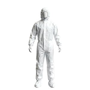 Coverall putih sekali pakai tipe 5 6, <span class=keywords><strong>cover</strong></span> pelindung Non Woven dengan tudung dan sepatu bot untuk industri - Product Image 5