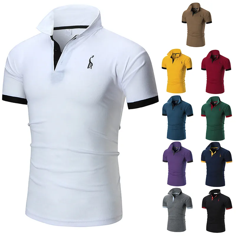 Camisa polo lisa masculina de manga curta, camiseta masculina de algodão orgânico e 2022 de secagem rápida, tamanho 100%