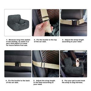 Köpek araba koltuğu sıcak peluş hayvan yükseltici koltuk seyahat köpek araba yatağı depolama cebi ile ve klipsli güvenlik tasma, yumuşak peluş köpek yatağı - Product Image 5