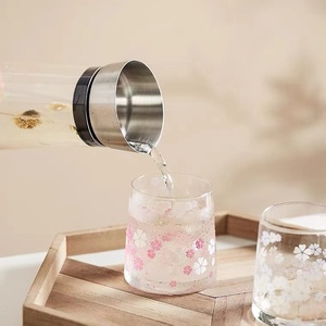 <span class=keywords><strong>Carafe</strong></span> à eau en verre, Logo personnalisé, changement de couleur, pichet à eau, avec couvercles à boule en bois, ml - Product Image 3