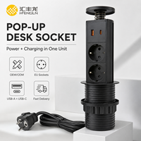 Novo Modelo de Tomada Retrátil Manual com Design Padrão Europeu, Tomada Schuko Alemã e Portas USB de Carregamento Rápido PD20W