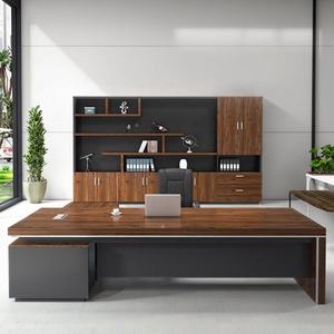 Escritorio Ejecutivo de Oficina Estilo Industrial, Mesa de Jefe Moderna Minimalista, Conjunto de Escritorio y Silla de Gerente de MDF para Muebles de Oficina - Product Image 4