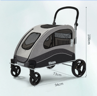 Poussette pliable pour animaux de compagnie, chariot à 4 roues pour chiens et chats, chariot de voyage respirant