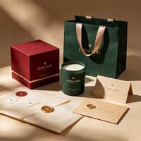 Kit d'emballage de luxe écologique personnalisé pour bougies – Ensemble complet avec sac en papier à poignée en corde de coton, papier de soie, autocollant et carte de remerciement promotionnelle