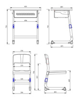 Ensemble de bureau et chaise réglables en plastique et aluminium pour étudiants universitaires