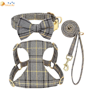 Diseñador Premium de lujo al por mayor a cuadros suministros ajustables para mascotas conjunto de arnés para perros pequeños logotipo personalizado - Product Image 4