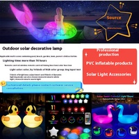 Flotteur de piscine gonflable en PVC imperméable avec cadre de canard lumineux à énergie solaire pour la visualisation et les accessoires de piscine extérieure
