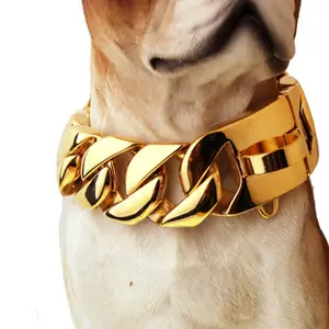 34mm lusso oro collares de perros pet big hip hop cavi catene kit collari per cani choke collana collare guinzaglio xl Bully Cub
