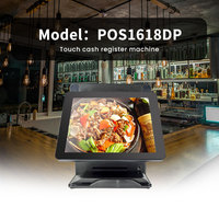 Полностью плоский двойной 15-дюймовый экран, POS-система с Windows 10, водонепроницаемая, Intel I3, гарантия 18 месяцев, кассовый аппарат POS