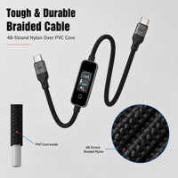 Câble tressé robuste et durable USB4 PD 240W, 48 brins en nylon sur PVC, alliage d'aluminium, compatible avec ordinateur portable, moniteur, téléphone portable