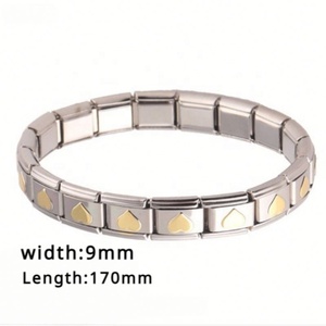 Bracelet élastique à breloques italiennes tendance pour femme, plaqué or, cœur pêche, style punk géométrique, élégant, en acier inoxydable, cadeau - Product Image 2