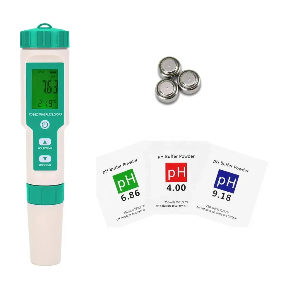 Hedao C-600 Hot selling waterproof 7 in 1 PH/TDS / EC / ORP /SG/Salinity water quality meter without backlight