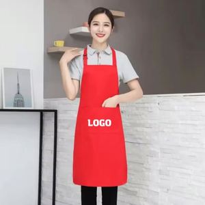 Tablier de cuisine unisexe noir avec logo, lavable en machine, imperméable, avec poches latérales, pour le nettoyage, approvisionnement en gros, personnalisable - Product Image 1