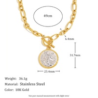 Nuevo Collar de Moda Vintage con Colgante de Moneda de Ángel en Acero Inoxidable Chapado en Oro de 18K para Mujer