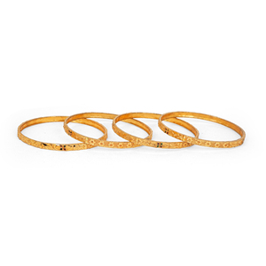 Traditional Indian Metal <b>Bangle</b> <b>Bracelet</b> with Gold Look Appearance and Detailed Surface Work Elegant Kada Jewelry for Women - Product Image 4