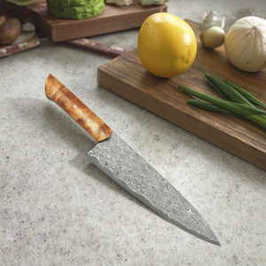 Nuovo 2025 Design 8 pollici giapponese damasco coltello da cucina con manico in sicomoro fatto a mano ad alto tenore di carbonio Vg10 coltello da Chef - Product Image 1