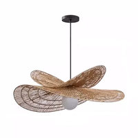 Lampe suspendue en rotin beige, tissage de rotin chinois, style zen, restaurant, salle d'étude, salon de thé, maison d'hôtes, hôtel, style japonais Wabi-Sabi