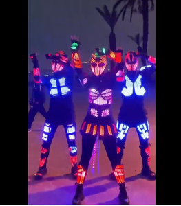 Traje de Robot de Fantasía Luminoso LED a Todo Color |   Disfraz de Pixel Helmet y Laser Light Walker para Espectáculos de Danza Escénica - Product Image 5