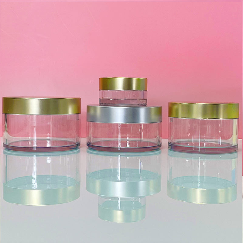 Stock 50g 100g 150g 200g 250g Body Scrub Jar Round Thick Bottom Clear Plastic Cosmetic Packaging Cream Jar With White Lid