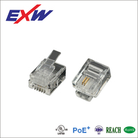 Connecteur de câble 6P4C 4P4C 4P2C 6P2C, assemblage de câble, protection de câble, prise téléphonique RJ11 4P2C