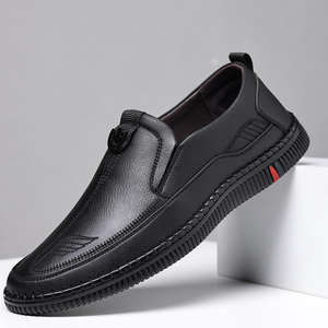 Leather Upper Men's Business Casual Waterproof Anti-Slip Breathable Platform <b>Soft</b>-<b>Soled</b> Slip-On <b>Shoes</b> for Spring/Autumn - Product Image 4