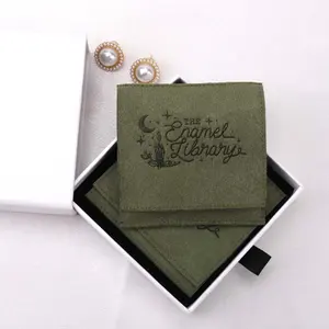 Hot Sale Emboss Small Microfiber Earring Ring Jewelry Pouch Customized Luxury Faux Suede Photo Jewelry Microfiber Bag